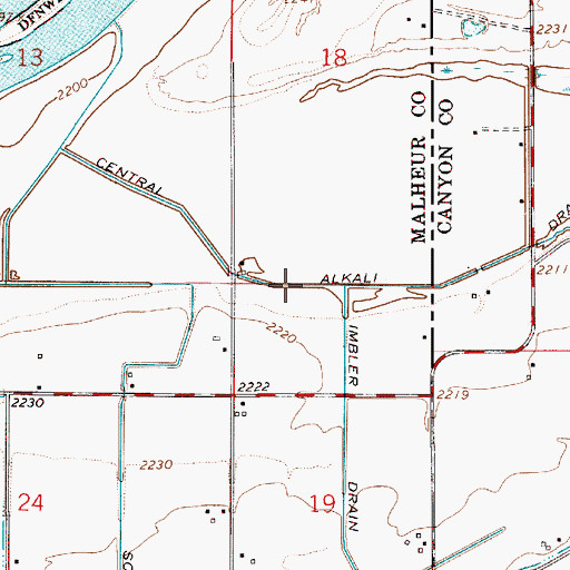 Topographic Map of Central Alkali Drain, ID