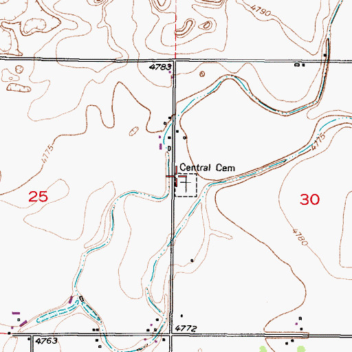 Topographic Map of Central Cemetery, ID