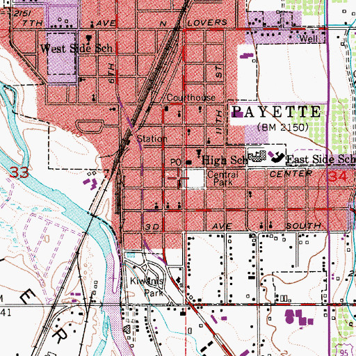 Topographic Map of Central Park, ID