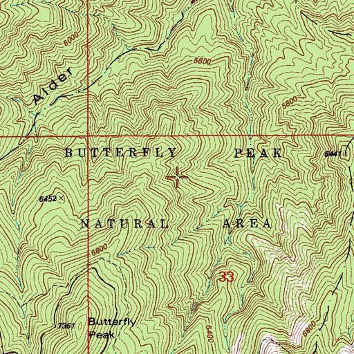 Topographic Map of Butterfly Peak Natural Area, AZ