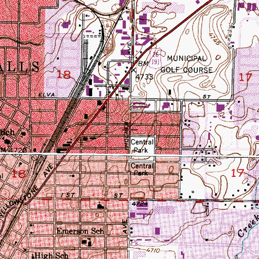 Topographic Map of Central Park, ID