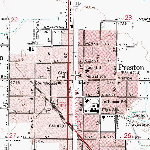 Topographic Map of Central School, ID