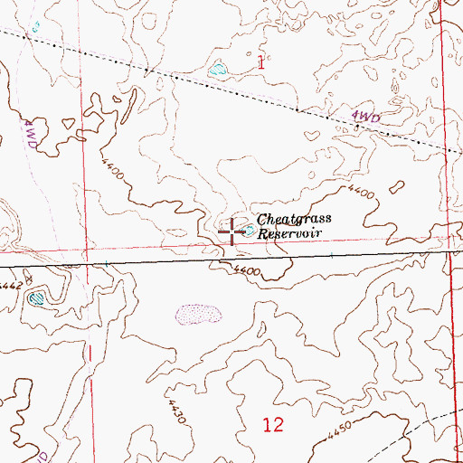 Topographic Map of Cheatgrass Reservoir, ID