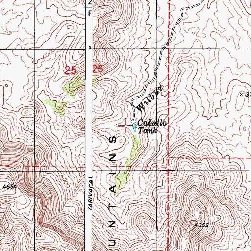 Topographic Map of Caballo Tank, AZ
