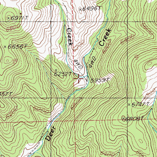 Topographic Map of Chicken Creek, ID