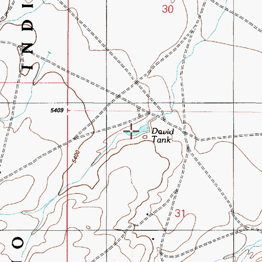 Topographic Map of David Tank, AZ