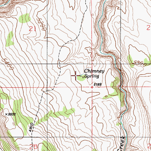 Topographic Map of Chimney Spring, ID