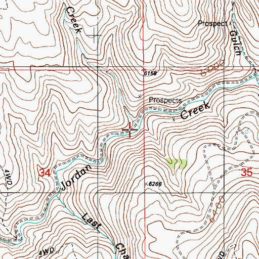 Topographic Map of China Creek, ID