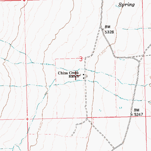 Topographic Map of China Creek Ranch, ID