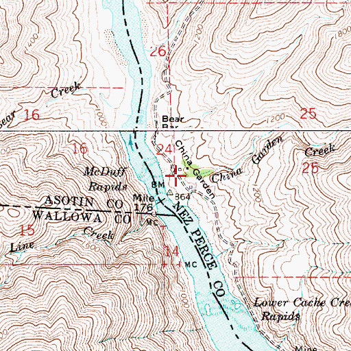 Topographic Map of China Garden, ID