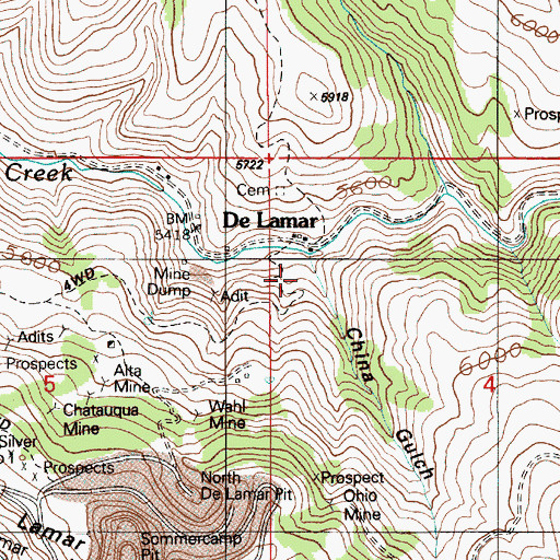 Topographic Map of China Gulch, ID