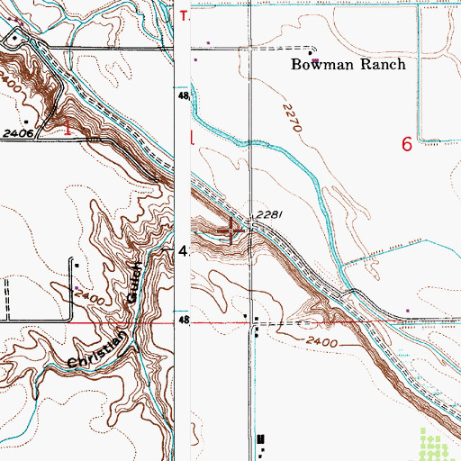 Topographic Map of Christian Gulch, ID