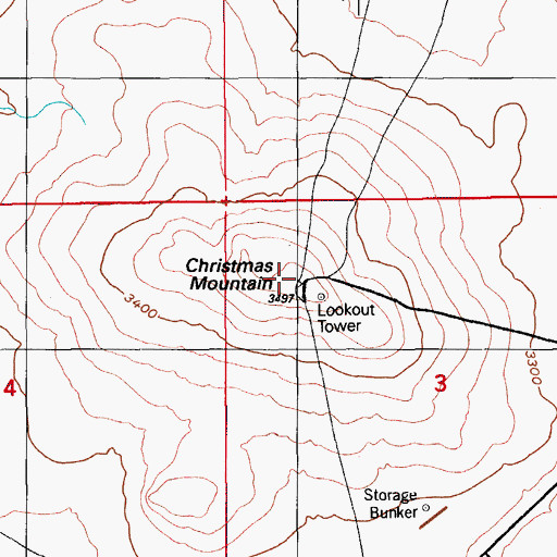 Topographic Map of Christmas Mountain, ID