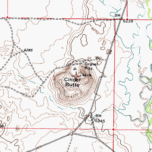 Topographic Map of Cinder Butte, ID