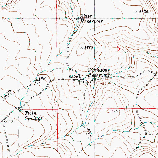Topographic Map of Cinnabar Reservoir, ID
