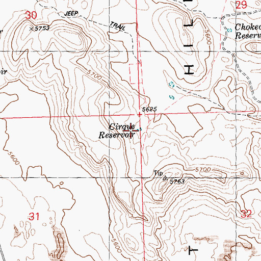 Topographic Map of Cirque Reservoir, ID