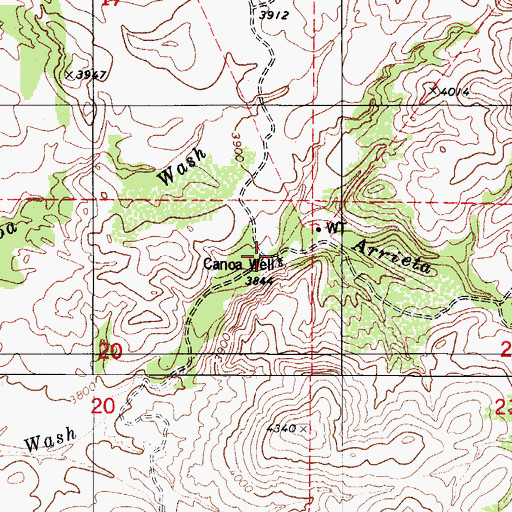 Topographic Map of Canoa Well, AZ