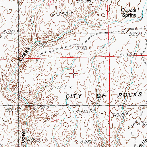 Topographic Map of City of Rocks, ID