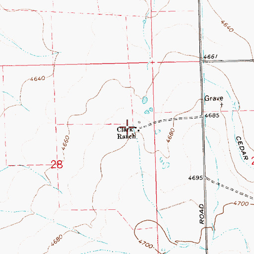 Topographic Map of Clark Ranch, ID
