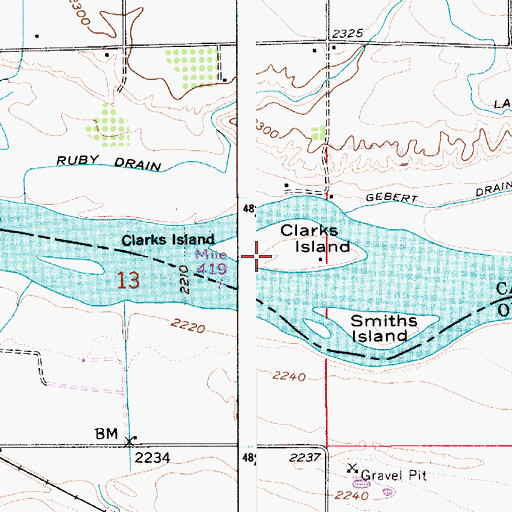 Topographic Map of Clarks Island, ID