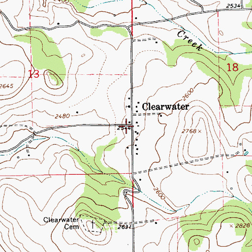 Topographic Map of Clearwater, ID