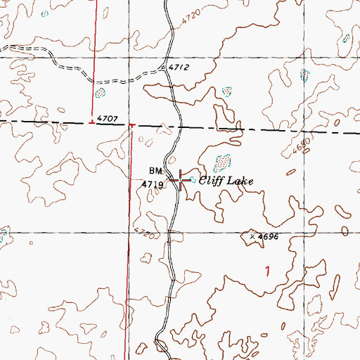 Topographic Map of Cliff Lake, ID