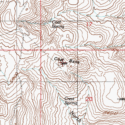 Topographic Map of Coal Bank, ID