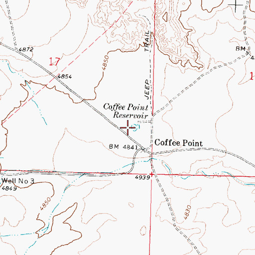 Topographic Map of Coffee Point Reservoir, ID