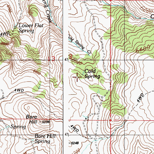 Topographic Map of Cold Spring, ID
