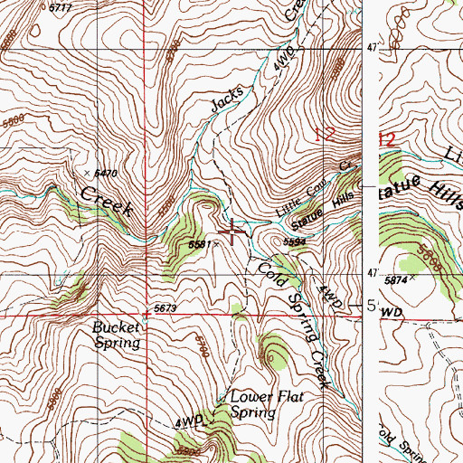 Topographic Map of Cold Spring Creek, ID