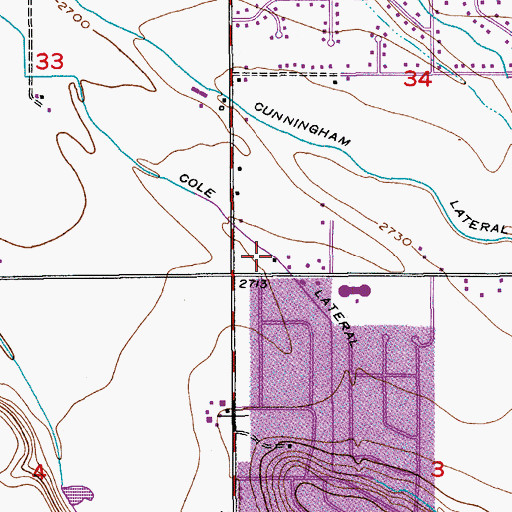 Topographic Map of Cole Lateral, ID