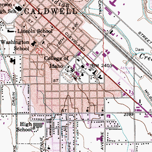 Topographic Map of The College of Idaho, ID