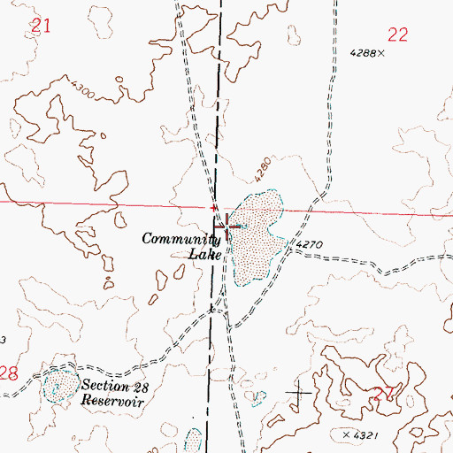 Topographic Map of Community Lake, ID