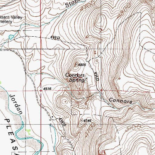 Topographic Map of Connors Spring, ID