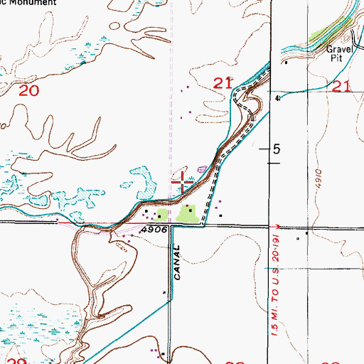 Topographic Map of Consolidated Farmers Canal, ID