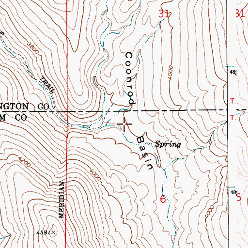 Topographic Map of Coonrod Basin, ID