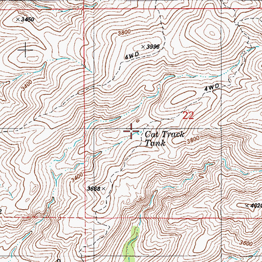 Topographic Map of Cat Track Tank, AZ