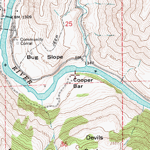 Topographic Map of Cooper Bar, ID