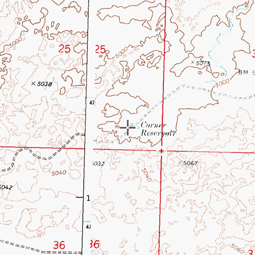 Topographic Map of Corner Reservoir, ID