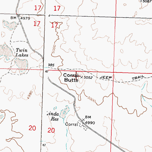 Topographic Map of Corral Butte, ID