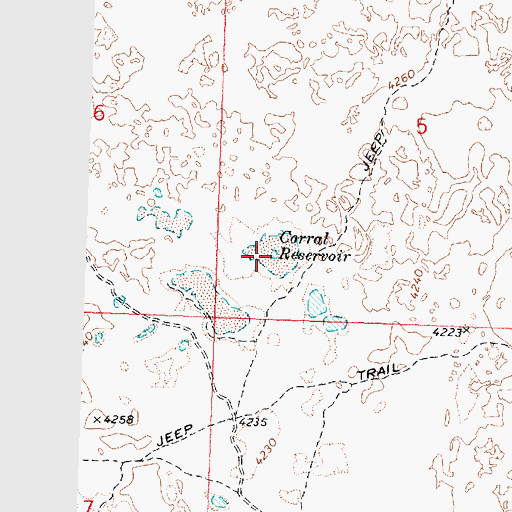Topographic Map of Corral Reservoir, ID