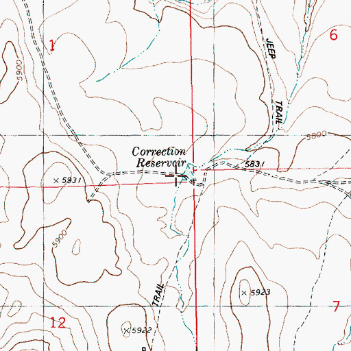 Topographic Map of Correction Reservoir, ID