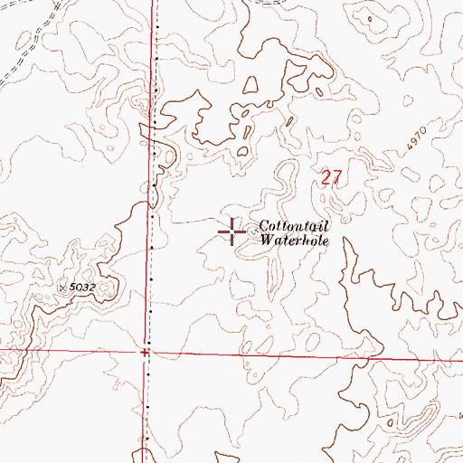 Topographic Map of Cottontail Waterhole, ID