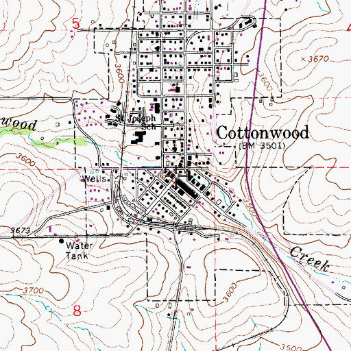 Topographic Map of Cottonwood, ID