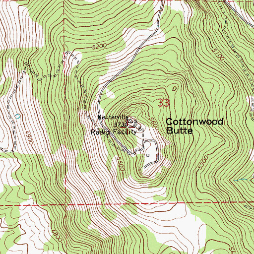 Topographic Map of Cottonwood Butte, ID