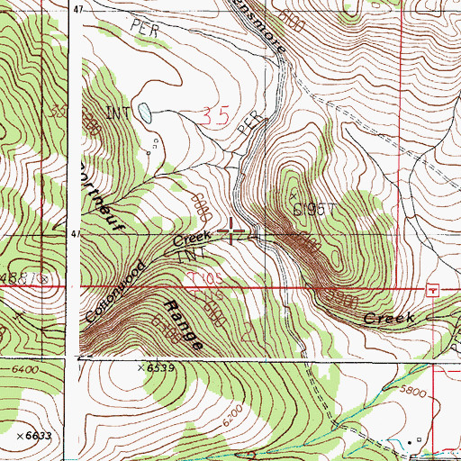 Topographic Map of Cottonwood Creek, ID