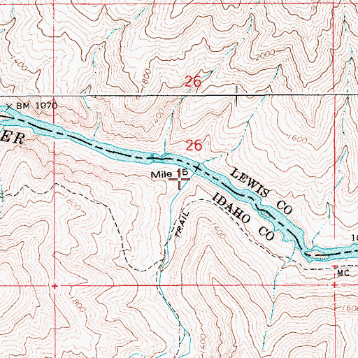 Topographic Map of Cottonwood Creek, ID
