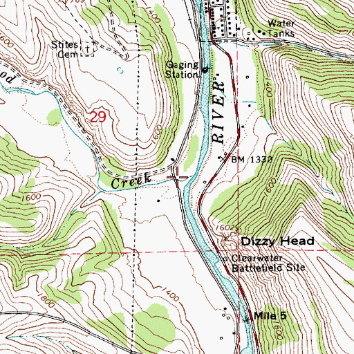 Topographic Map of Cottonwood Creek, ID