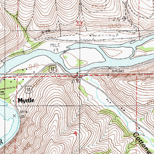 Topographic Map of Cottonwood Creek, ID