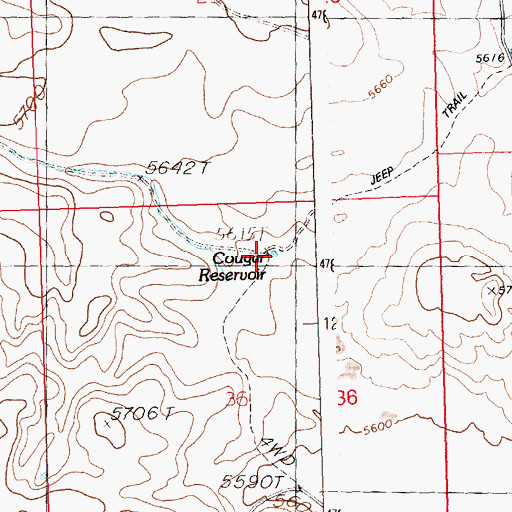 Topographic Map of Cougar Reservoir, ID